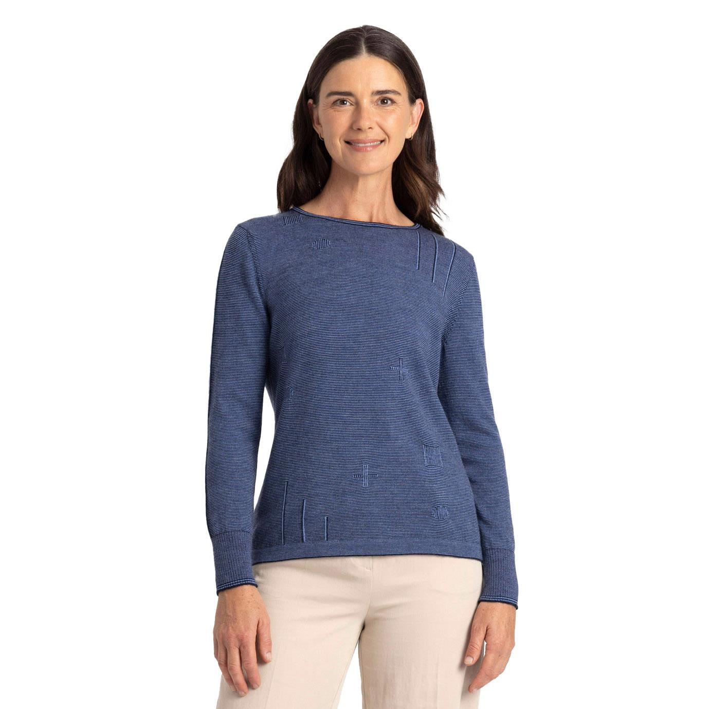 Royal Merino Crew Neck Fine Stripe Jumper